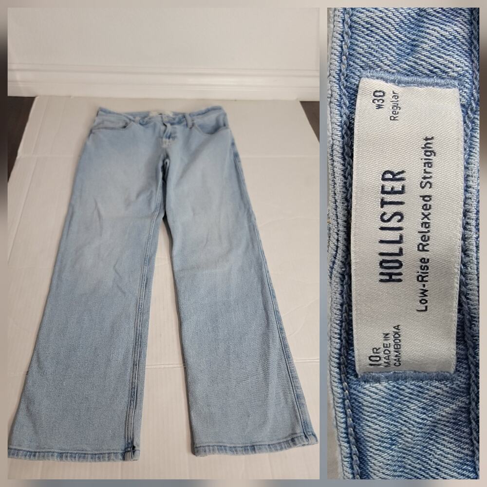 Hollister Low Rise Jeans Women's Size 10R Relaxed Straight Stretch Y2K 90s Inspo